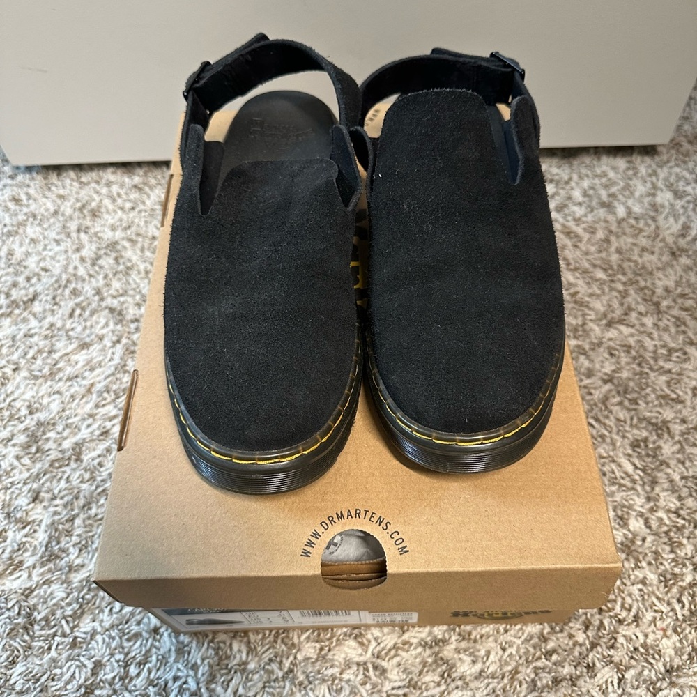 Dr. Martens Carlson Black Suede Slip-On Sandals